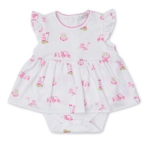 Kissy Kissy Golf Bubble Dress Golf Print Pink and White Baby 0-3 Months